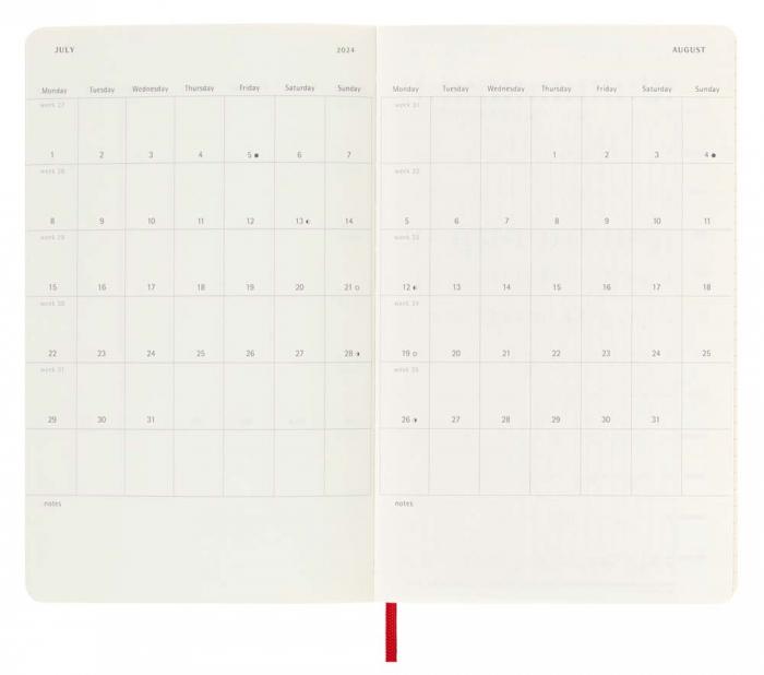 Moleskine Veckokalender L Soft röd 23/24