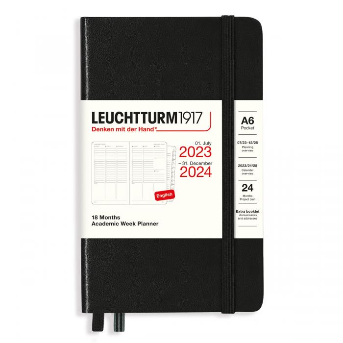 Kalender 2023-24 Leuchtturm1917 A6 vecka/uppslag black