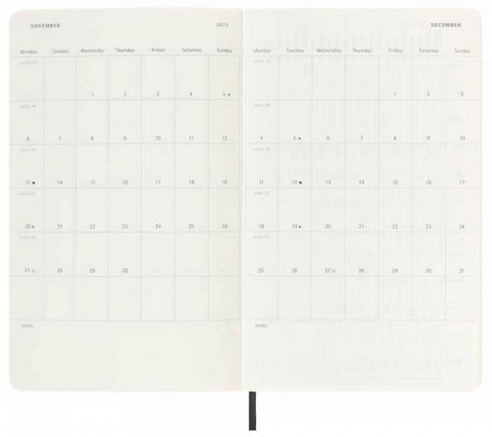 Moleskine Horizontal Weekly Black Soft Large 2023