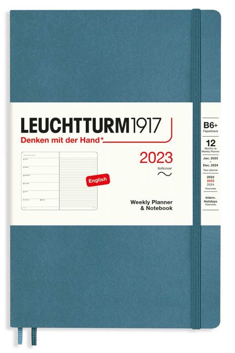 Kalender Leuchtturm1917 B6 Soft vecka/notes Stone BLue 2023