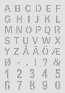 Schabloner Alfabet och siffror