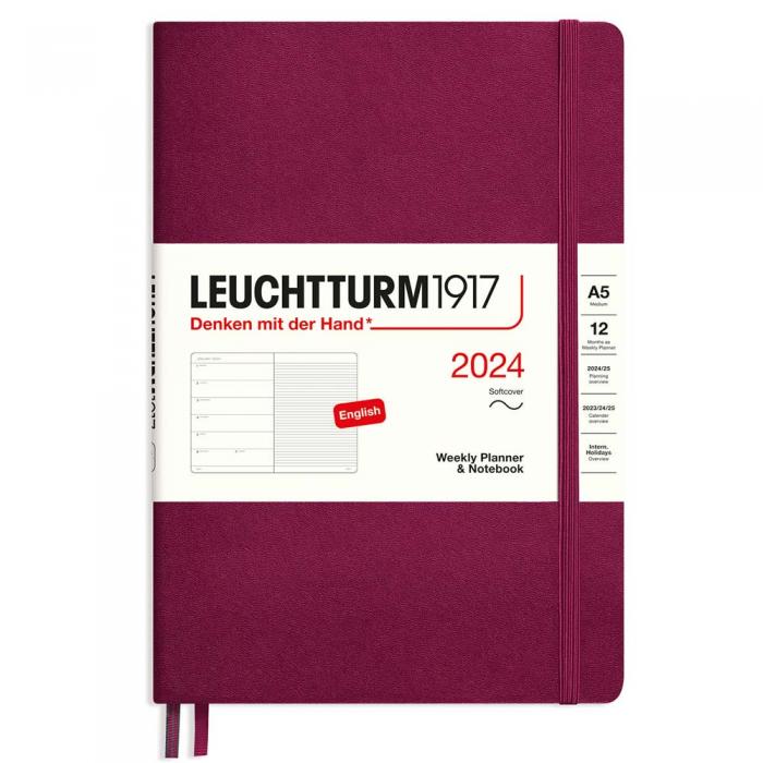 Leuchtturm1917 A5 vecka/notes Soft Port Red 2024 