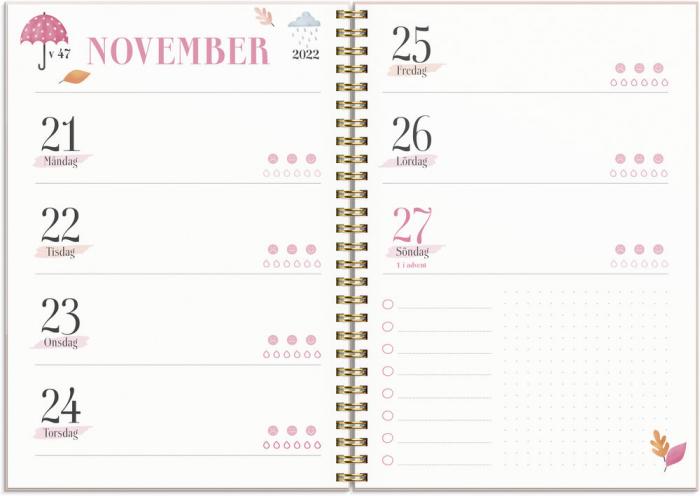 Life Planner Pink Horisontell 2022-2023