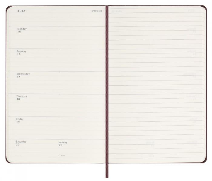Moleskine Weekly Notebook Bergundy hard Large 2024