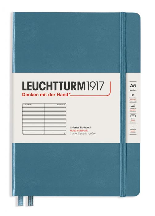 Leuchtturm Notebook A5 hard 249s Stone blue linjerad 