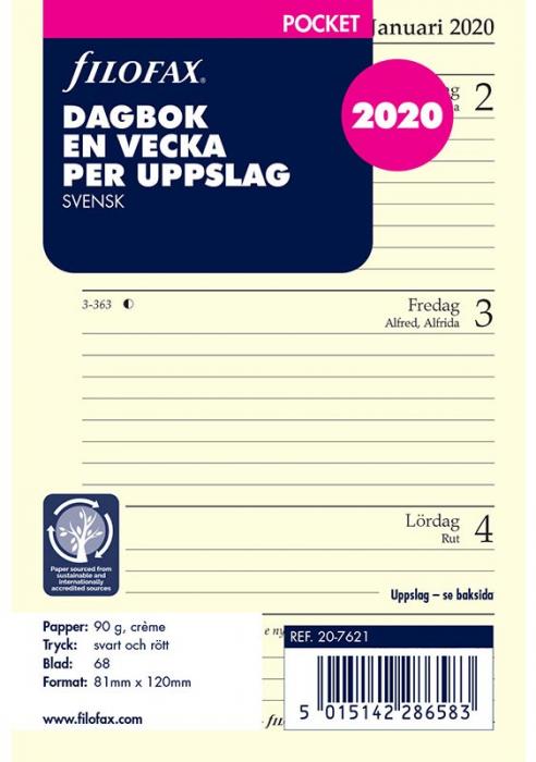 Filofax Filofax dagbok Pocket 2020 V/U - Kalenderkungen.se