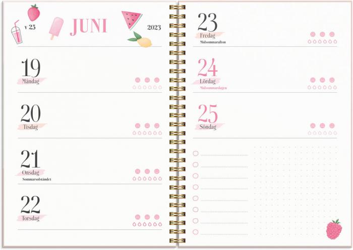 Life Planner Pink, horisontell 2023