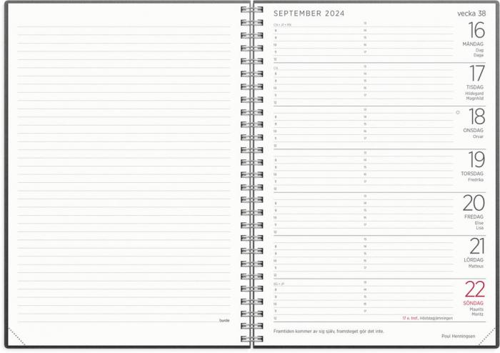 Stor Veckokalender rosa konstläder Melfi 2024 med slejf