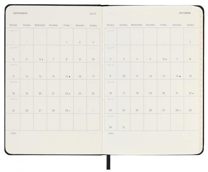 Moleskine Weekly Planner Vertical Svart hard pocket 2023