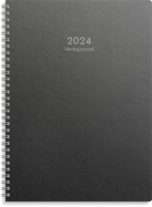 Veckojournal 2024 svart miljkartong