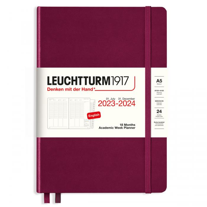 Kalender 2023-24 Leuchtturm1917 A5 vecka/uppslag Port Red