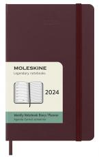 Moleskine Weekly Notebook Bergundy hard pocket 2024 
