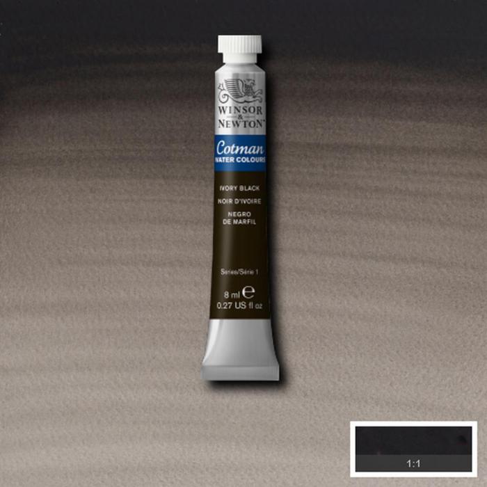 Akvarellfrg Cotman 8ml Ivory black 331