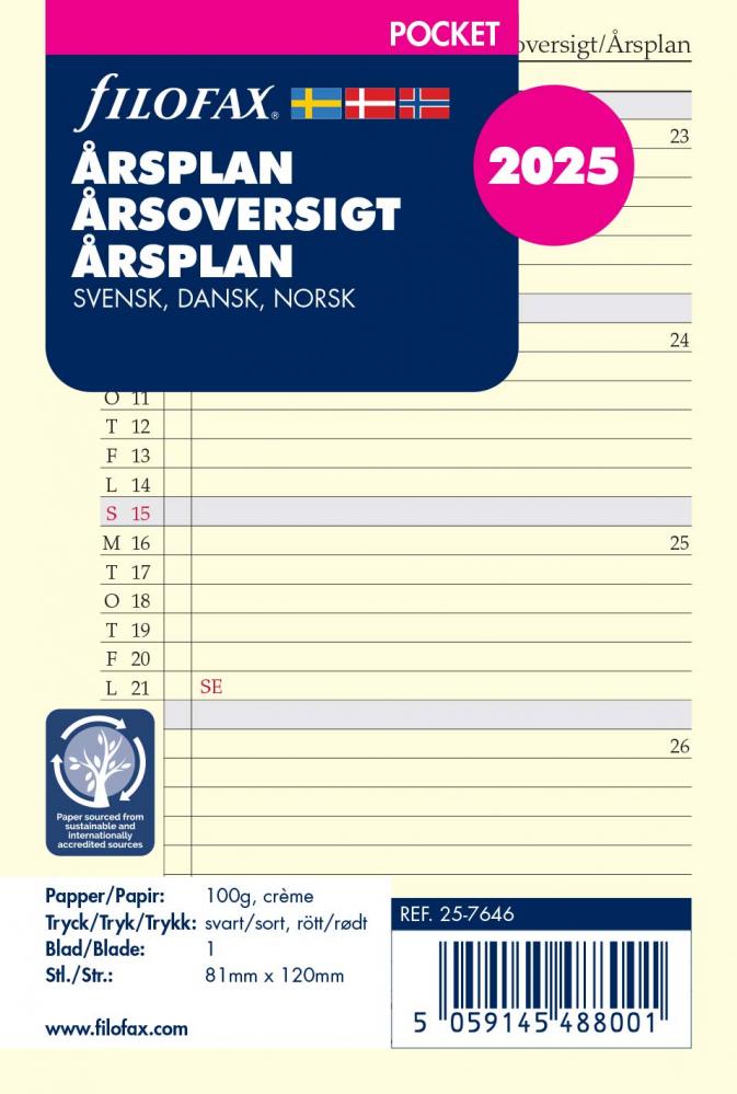 Utdragbar årsplan 2025 Filofax