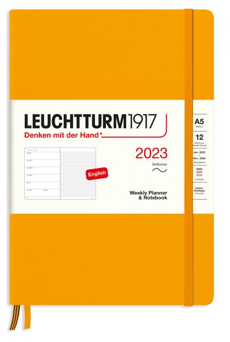 Agenda Semainier LEUCHTTURM1917 2026 – Format A5, Couverture Souple, Vue Semaine Horizontale, élastique De Fermeture