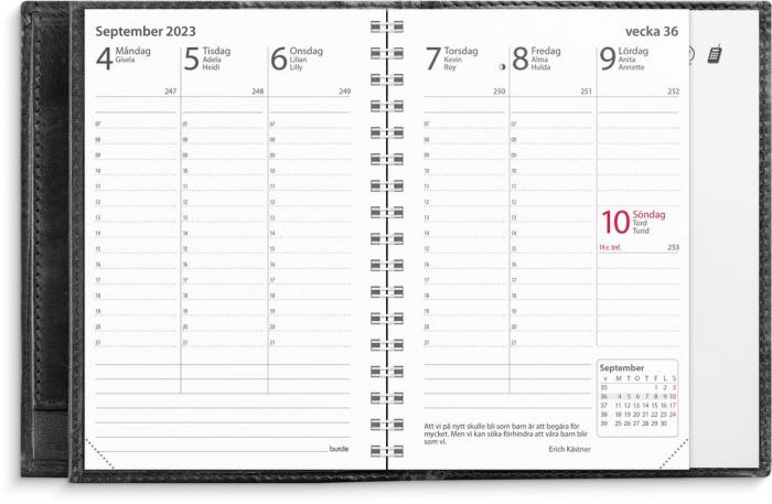 Kalenderplånbok Karavan svart skinn 2023