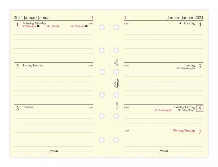 Filofax dagbok Pocket 2024 V/U SWE, DK, NK