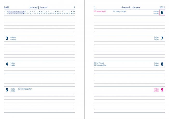Kalender Letts Verona Mini V/U Svart 2022