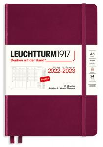 Kalender 2022-23 Leuchtturm1917 A5 vecka/uppslag Port Red