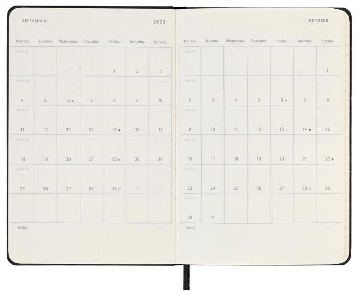 Moleskine Horizontal Weekly Black Hard pocket 2023