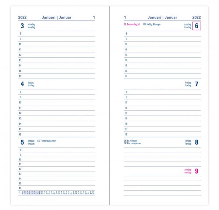 Kalender Letts Executive Slim V/U röd 2022