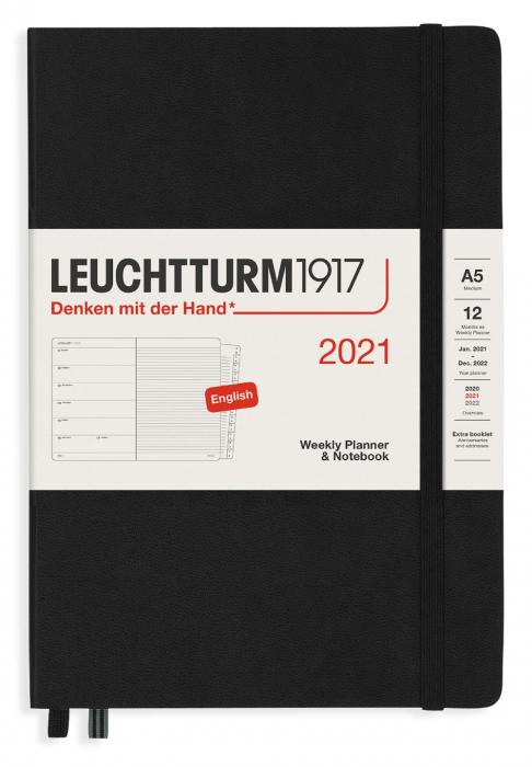 Kalender 2021 Leuchtturm1917 A5 vecka/notesuppslag Black
