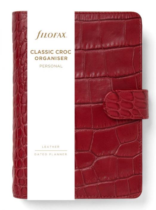 Filofax Pocket Classic Croc Organizer - Chestnut