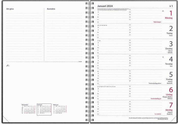 Kalender 2024 Diplomat svart vegan leather Tora