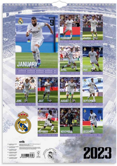 Väggkalender Real Madrid 2023