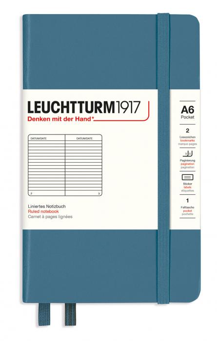 Leuchtturm A6 hard 185s Stone Blue Ruled