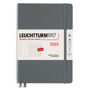 Kalender 2021 Leuchtturm1917 A5 vecka/notesuppslag Anthracite 2022