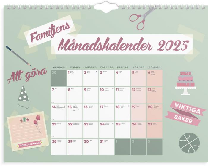 Familjens mnadskalender 2025 