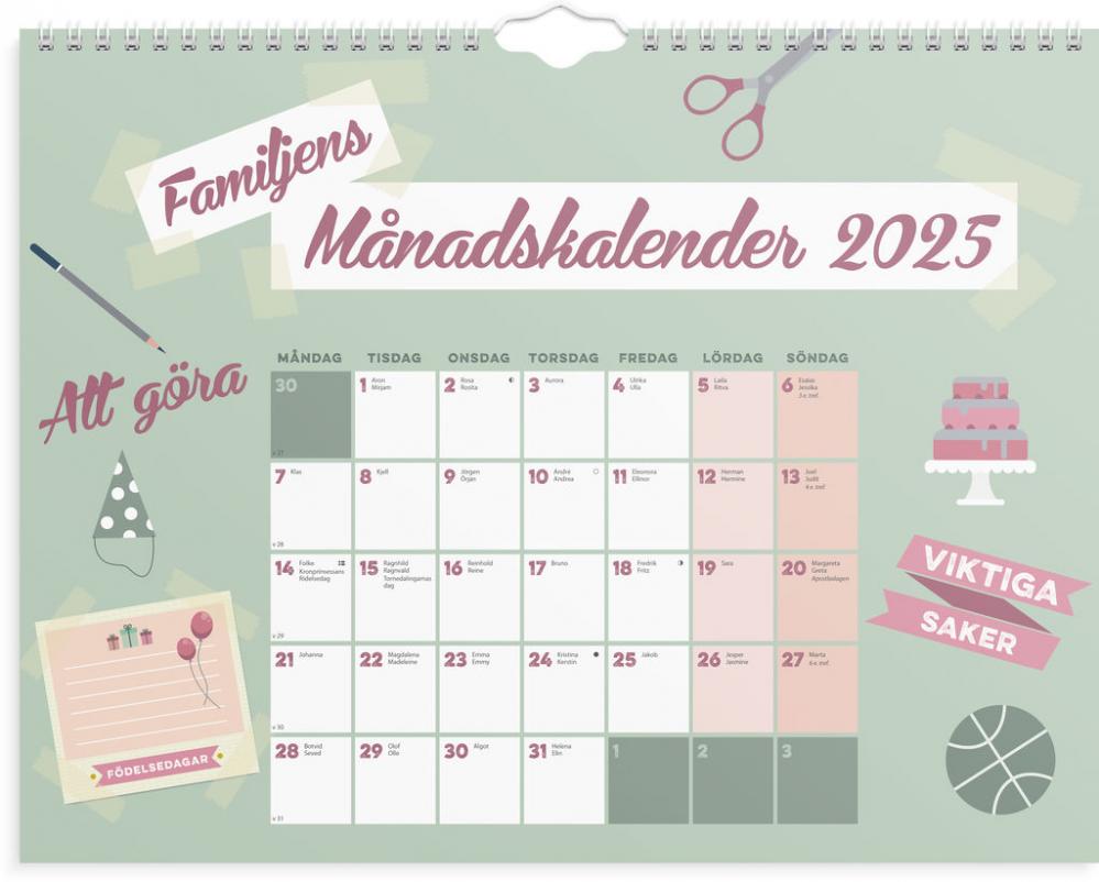 Familjens månadskalender 2025