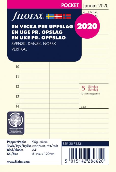 Filofax Dagbok Pocket vertikal 2020