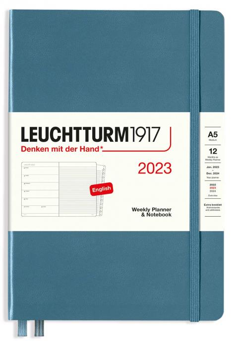 Kalender 2023 Leuchtturm1917 A5 vecka/notesuppslag Stone Blue