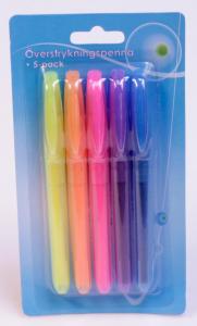 Överstrykningspenna 5-pack sorterade färger