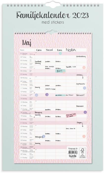 Familjekalender Pastell 2023