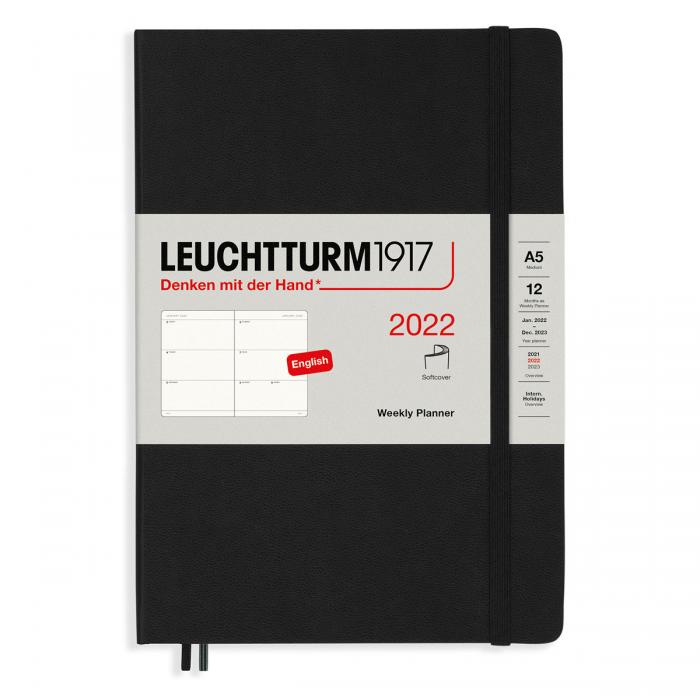 Kalender Leuchtturm1917 A5 Soft Vecka/uppslag Black 2022