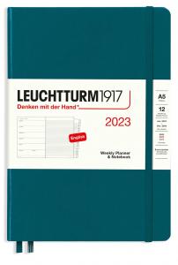 Kalender 2023 Leuchtturm1917 A5 vecka/notesuppslag Pacific Green