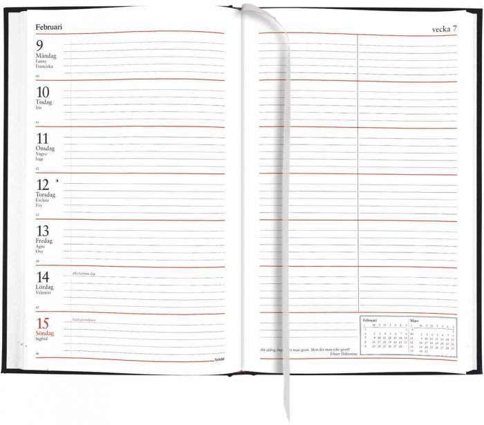 Burde Förlag Kontorskalender svart konstläder omslag 2020 - Kalenderkungen.se