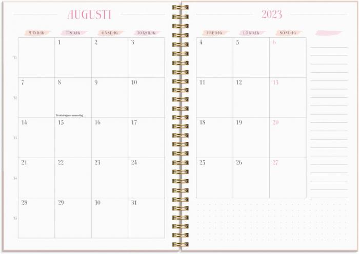 Life Planner Pink Horisontell 2023-2024