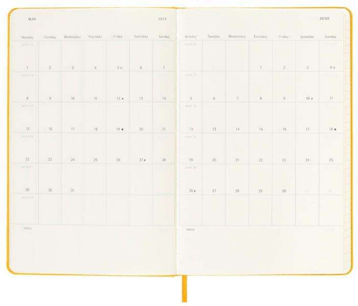 Moleskine Weekly Notebook Orange Yellow hard Large 2023