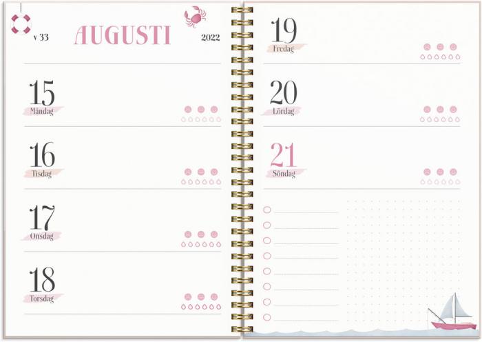 Life Planner Pink Horisontell 2022-2023