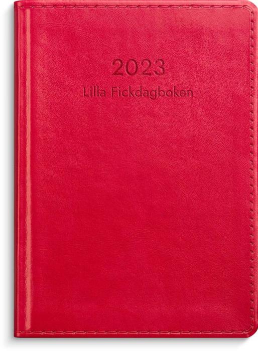 Lilla Fickdagboken rött konstläder 2023