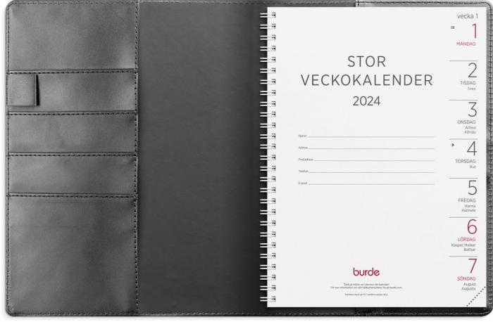 Stor Veckokalender svart konstlder 2024 med slejf