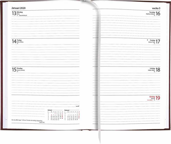 Burde Förlag Dagbokskalender svart konstläderomslag 2020 - Kalenderkungen.se