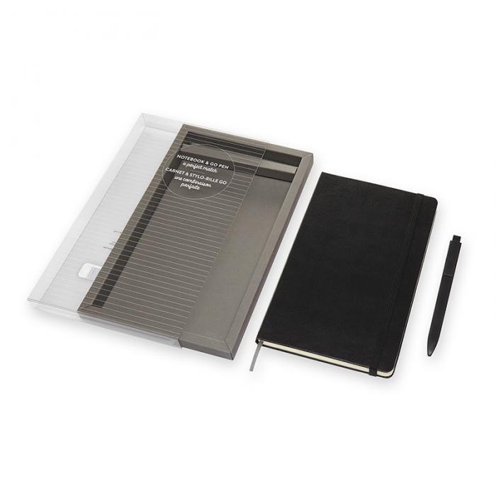 Moleskine Notebook Large & Go Pen set svart