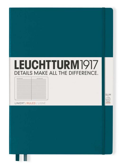 Leuchtturm Notebook A4 Slim Hard 121s Pacific Green linjerad