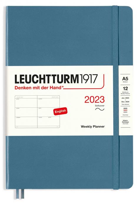 Kalender Leuchtturm1917 A5 Soft Vecka/uppslag Stone Blue 2023