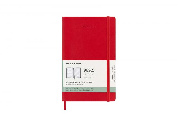 Moleskine Veckokalender L Soft röd 22/23